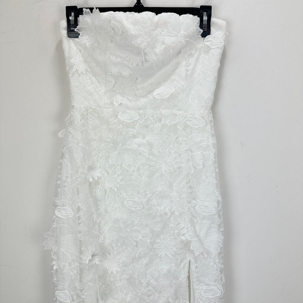 Lulu's White Strapless Midi Dress with Floral Appliqué - Picture 6 of 11